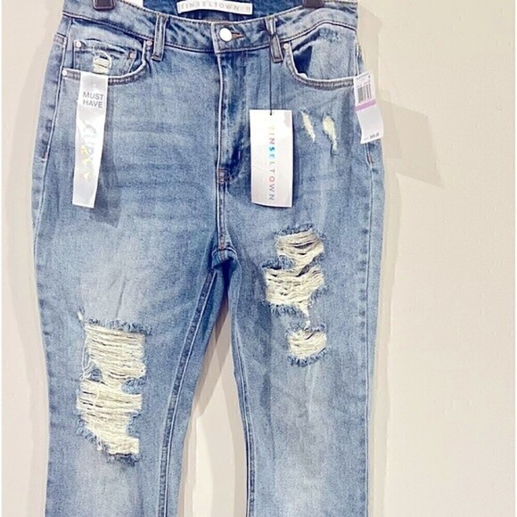 TINSELTOWN Juniors' Ripped Straight Jeans Melina Was size 11 - Picture 4 of 8